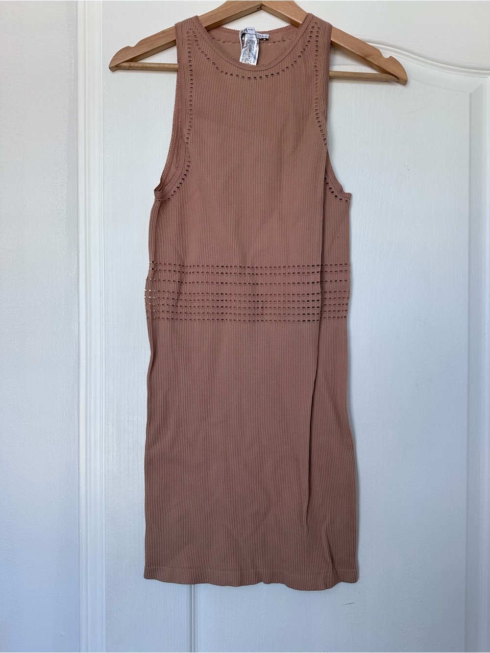 Zara Mauve Brown Sleeveless Ribbed Midi Dress